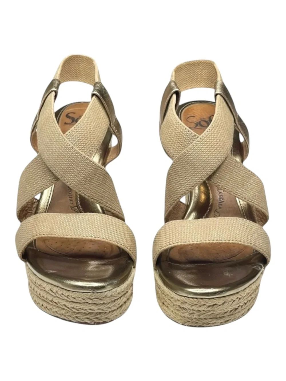 Sofft  Perla Wedge Slingbacks Espadrilles Sandals  Truffle Metallic Gold  6.5